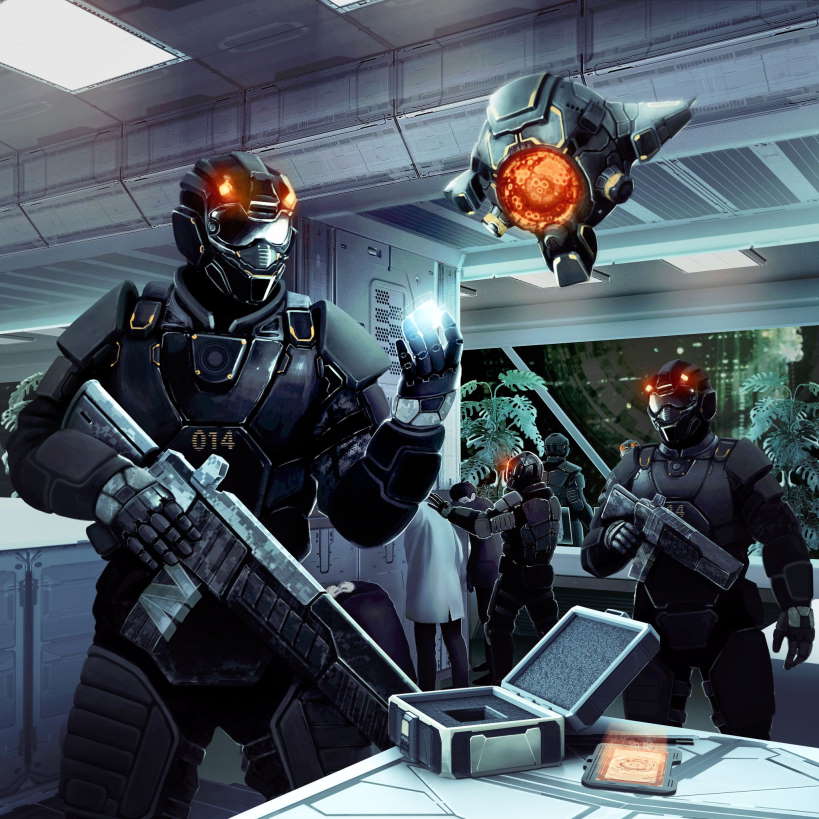 futuristic cops investigating a crime