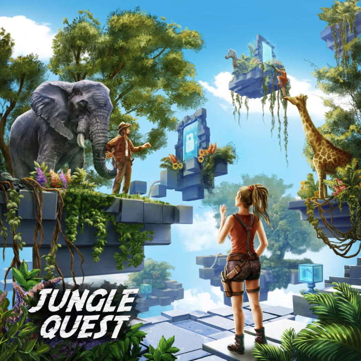 adventurers in floating jungle