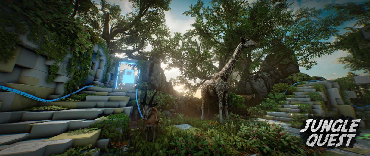 giraffe on floating jungle island