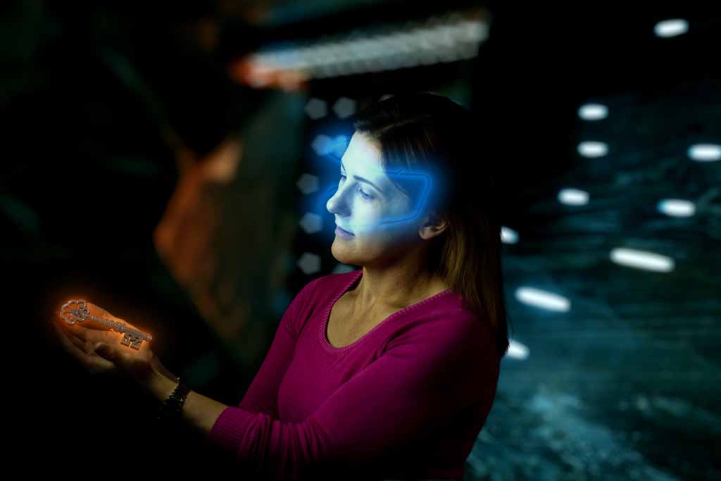 woman in VR looking at something