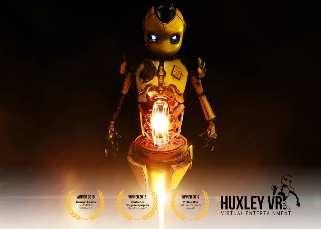 yellow steampunk robot hovering in place